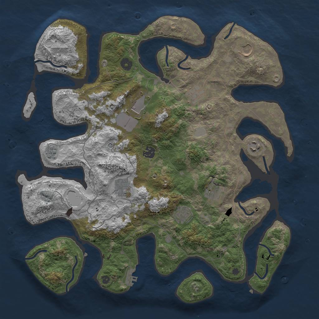 Rust Map: Procedural Map, Size: 4000, Seed: 258866, 16 Monuments