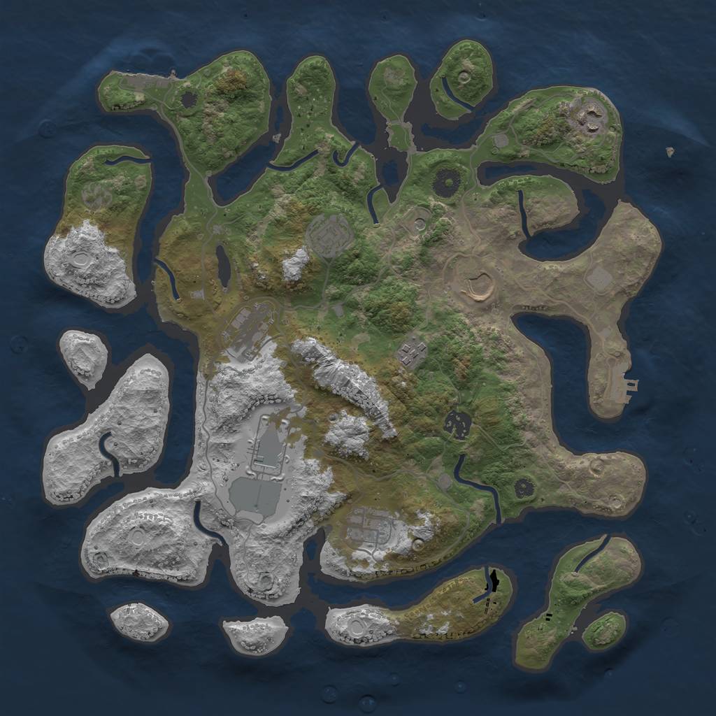 Rust Map: Procedural Map, Size: 3800, Seed: 625670, 16 Monuments