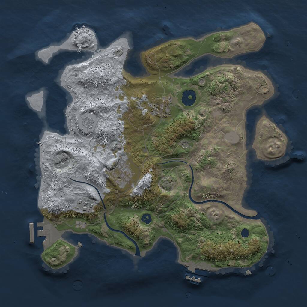 Rust Map: Procedural Map, Size: 3000, Seed: 127108, 9 Monuments