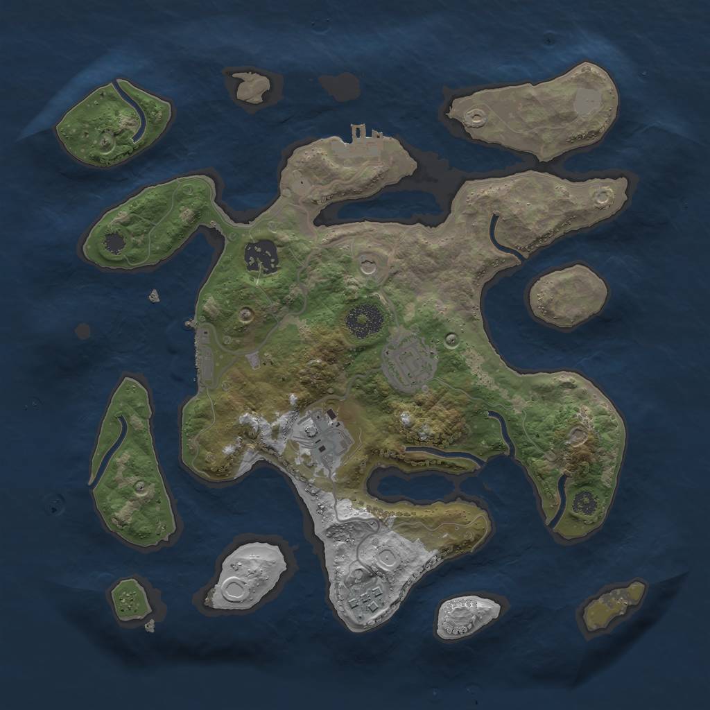 Rust Map: Procedural Map, Size: 3000, Seed: 644199, 12 Monuments