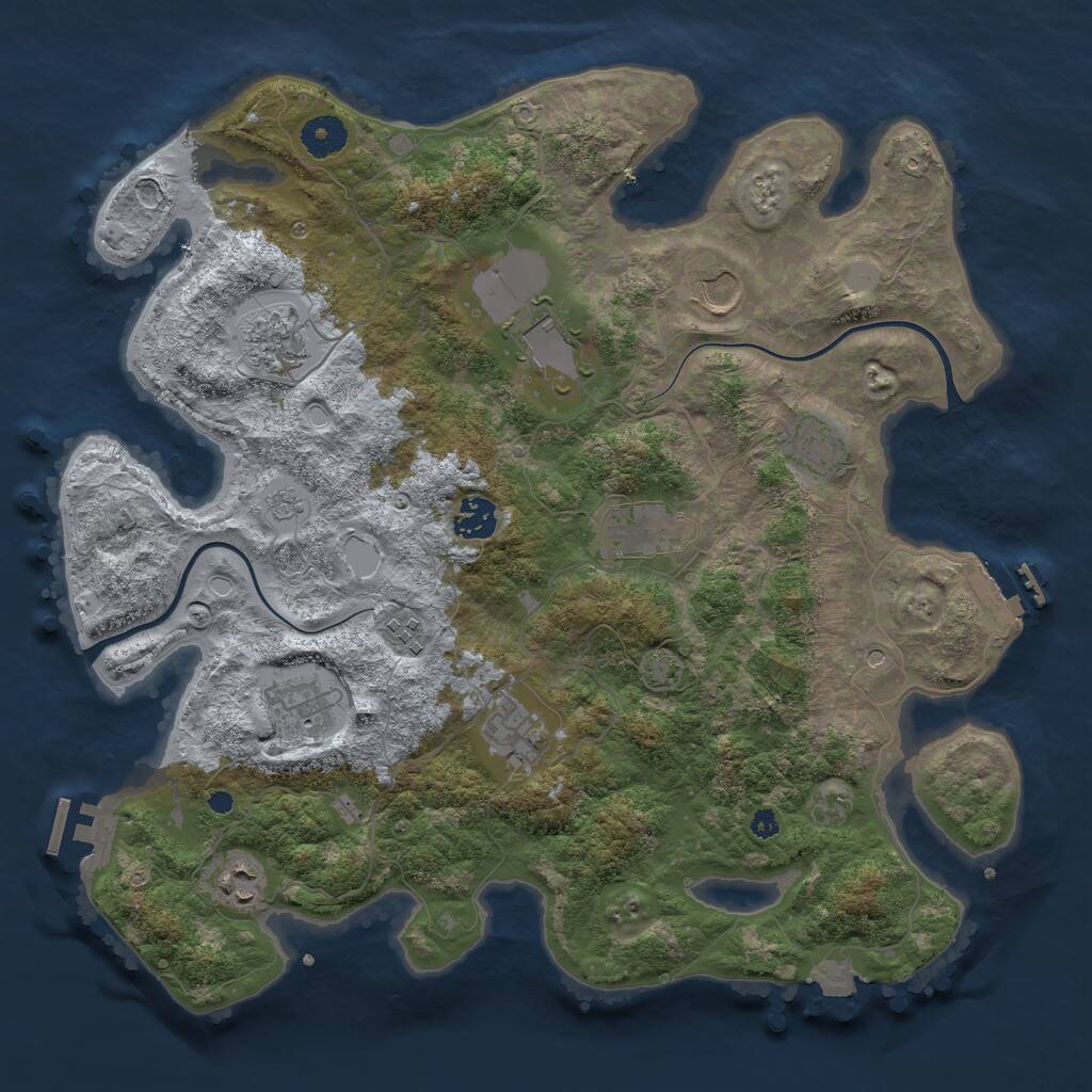 Rust Map: Procedural Map, Size: 3800, Seed: 579369710, 16 Monuments