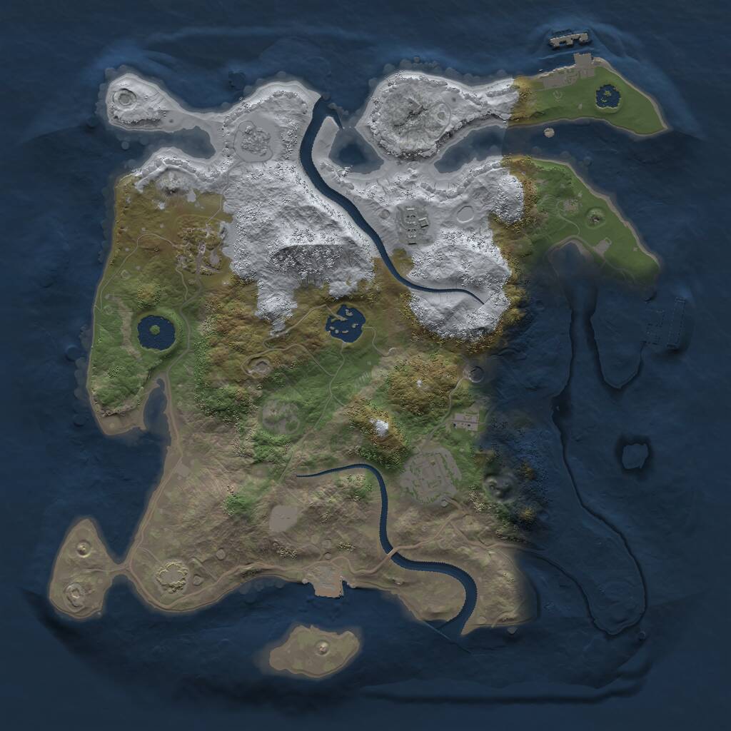 Rust Map: Procedural Map, Size: 3000, Seed: 847813, 10 Monuments