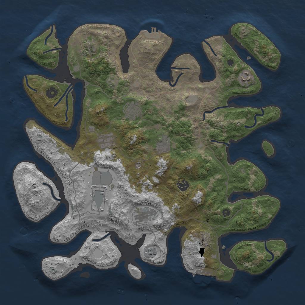 Rust Map: Procedural Map, Size: 4000, Seed: 28487, 17 Monuments