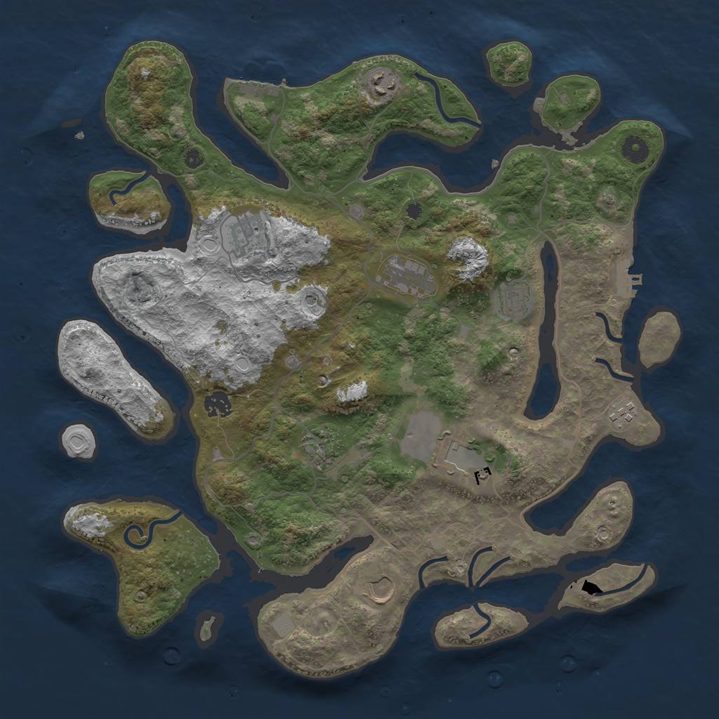 Rust Map: Procedural Map, Size: 4000, Seed: 281173, 17 Monuments