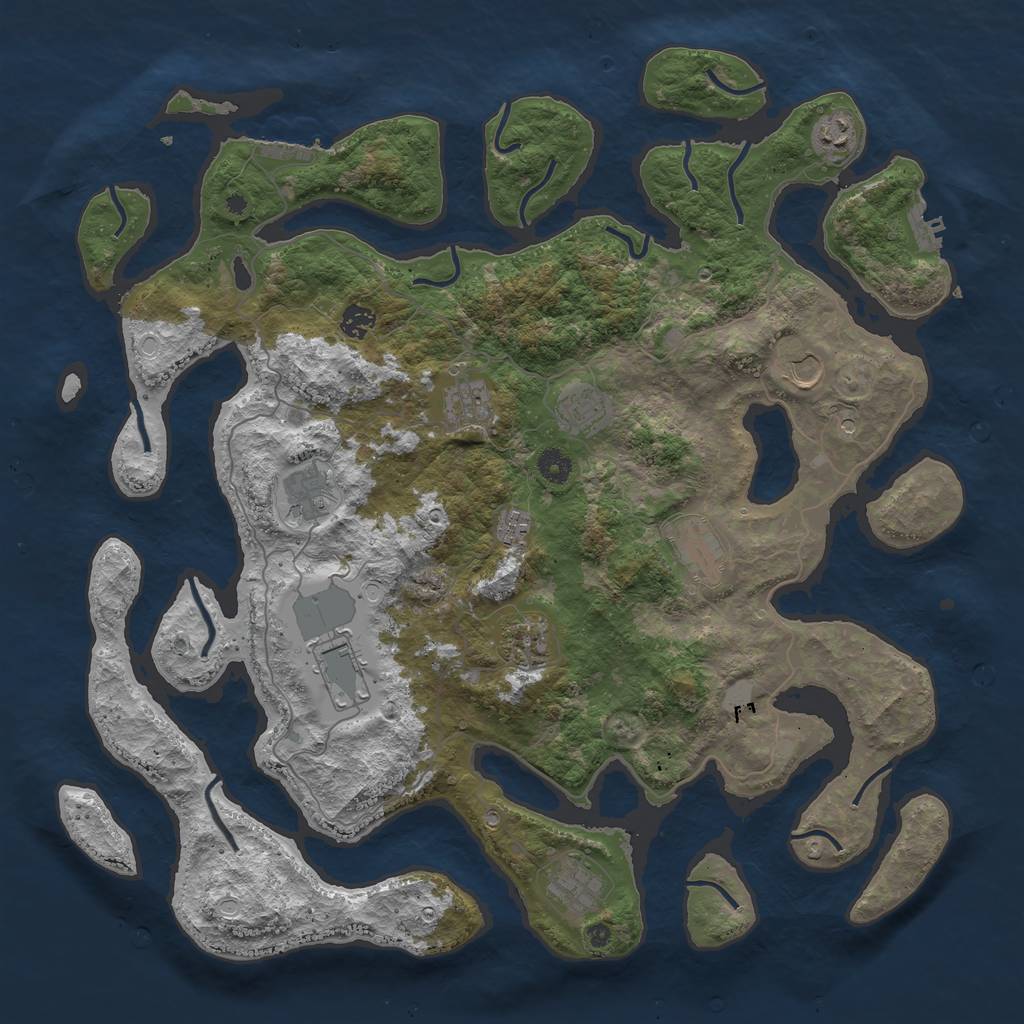 Rust Map: Procedural Map, Size: 4500, Seed: 1039917737, 19 Monuments