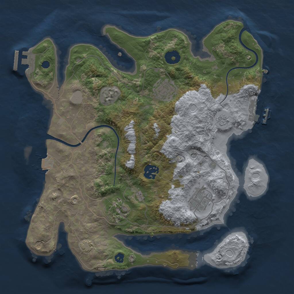 Rust Map: Procedural Map, Size: 3000, Seed: 310963, 10 Monuments