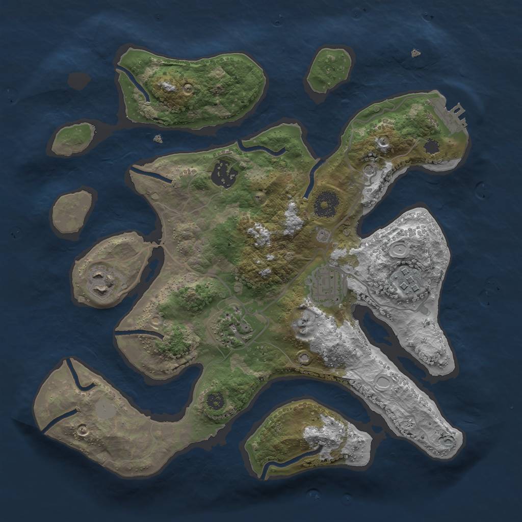 Rust Map: Procedural Map, Size: 3000, Seed: 283558, 12 Monuments