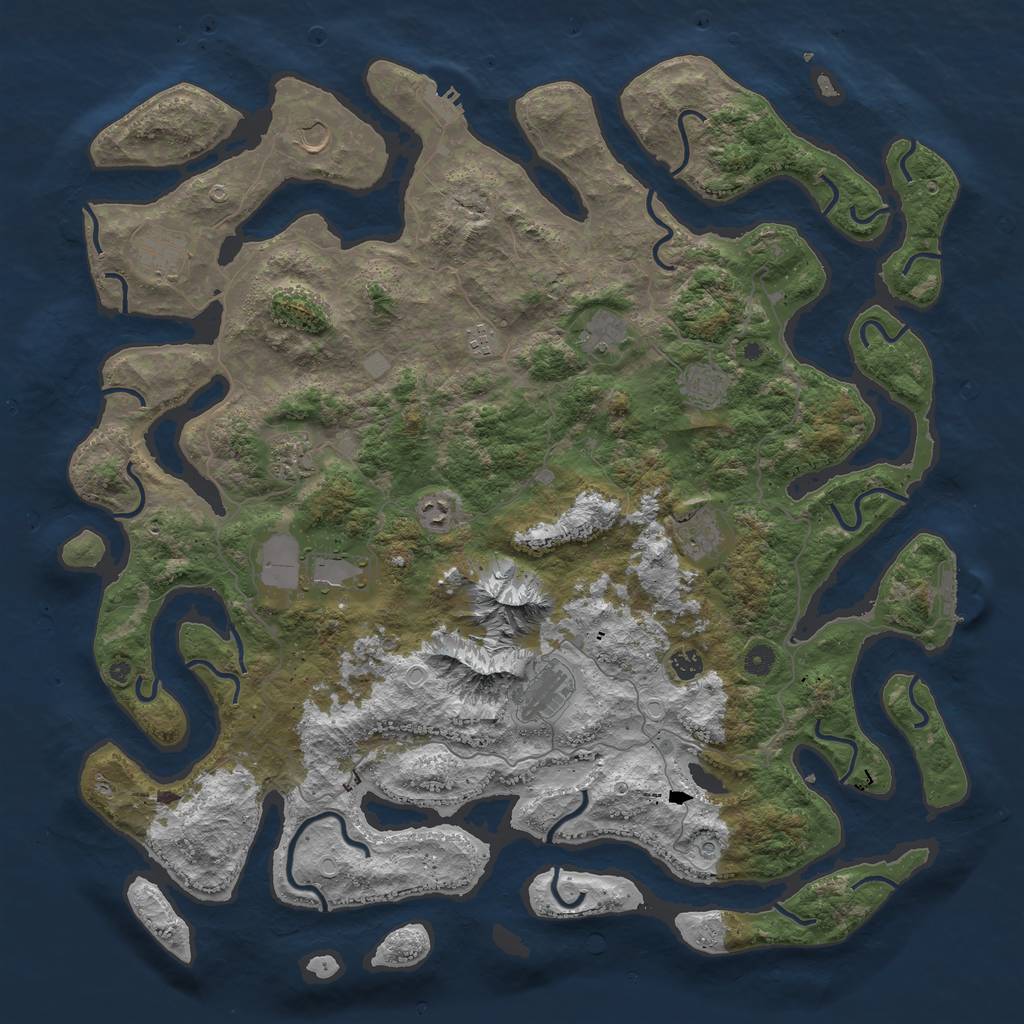 Rust Map: Procedural Map, Size: 5000, Seed: 57238471, 19 Monuments