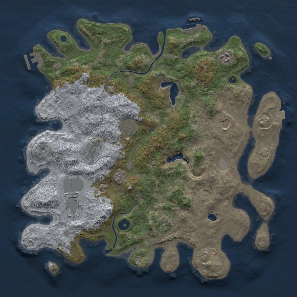 Rust Map: Procedural Map, Size: 4000, Seed: 250266, 13 Monuments