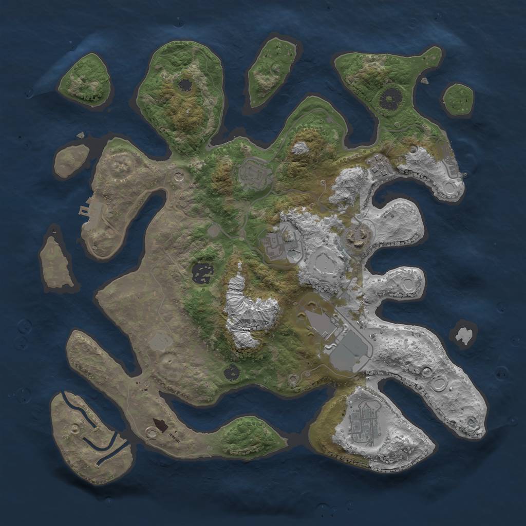 Rust Map: Procedural Map, Size: 3550, Seed: 118001, 15 Monuments