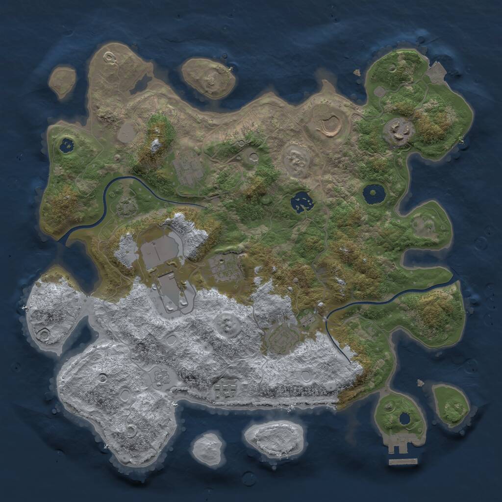 Rust Map: Procedural Map, Size: 3550, Seed: 842034, 13 Monuments