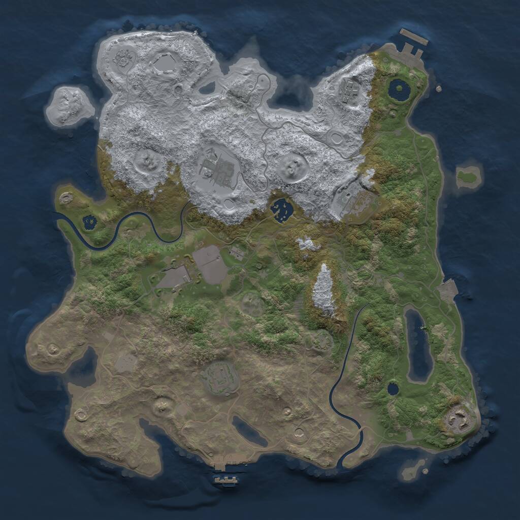 Rust Map: Procedural Map, Size: 3550, Seed: 616508, 13 Monuments