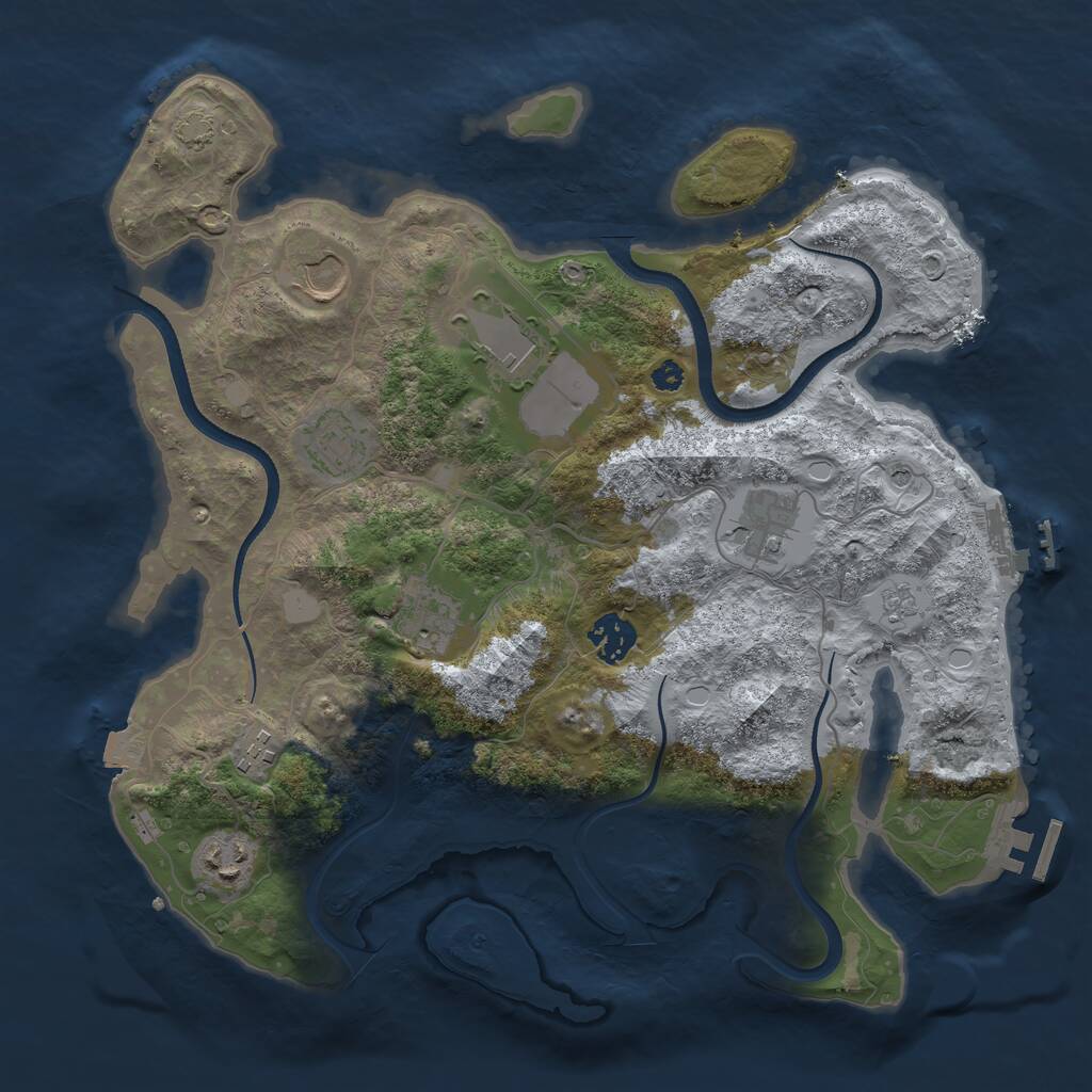 Rust Map: Procedural Map, Size: 3500, Seed: 1909476970, 14 Monuments