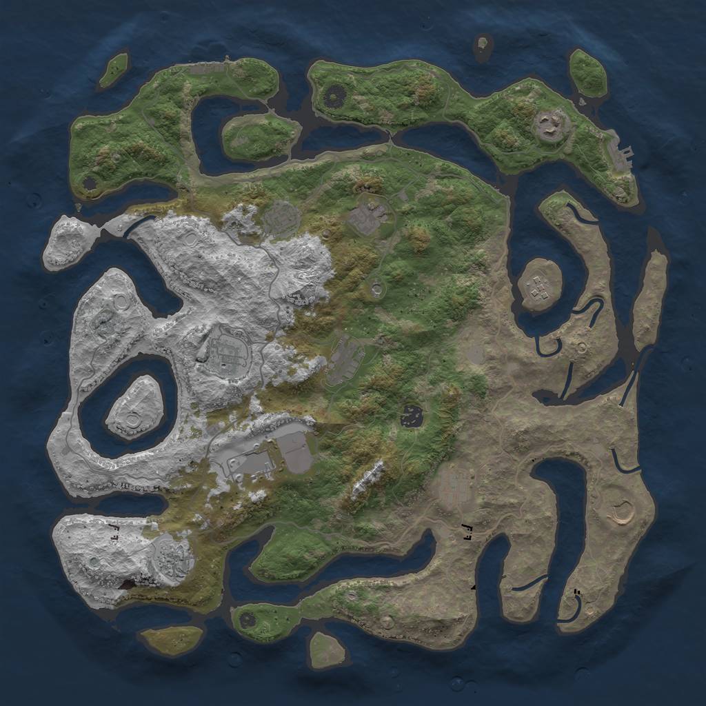Rust Map: Procedural Map, Size: 4500, Seed: 8171212, 19 Monuments
