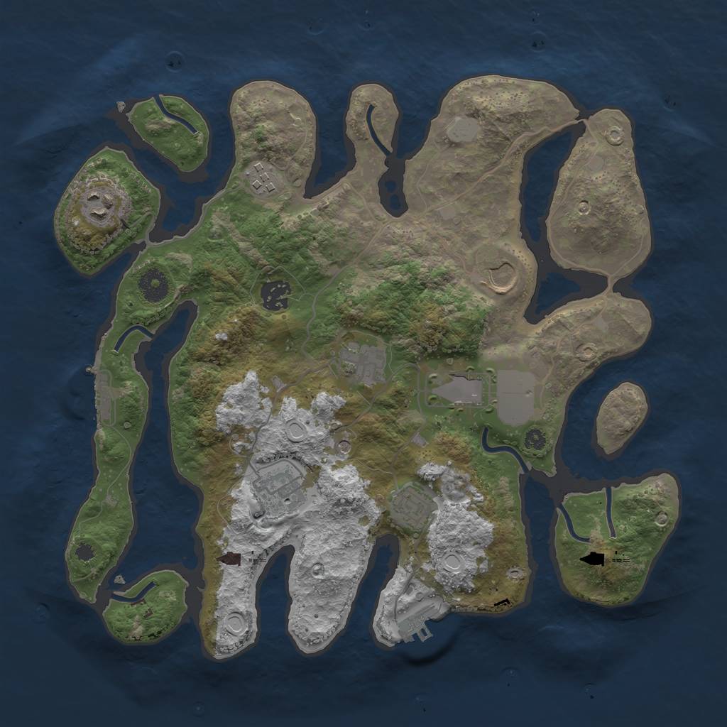 Rust Map: Procedural Map, Size: 3500, Seed: 37136, 16 Monuments