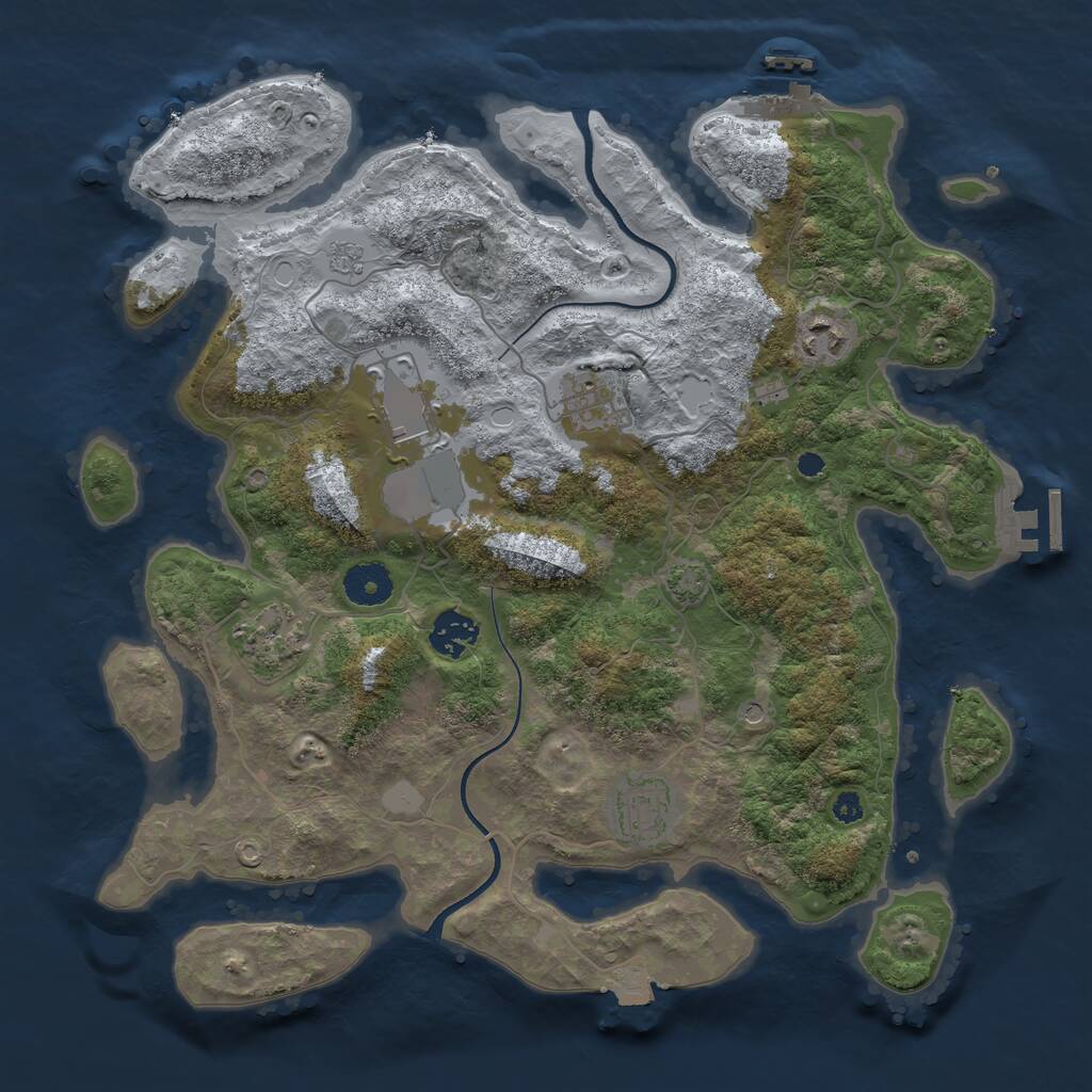 Rust Map: Procedural Map, Size: 3550, Seed: 627124, 12 Monuments