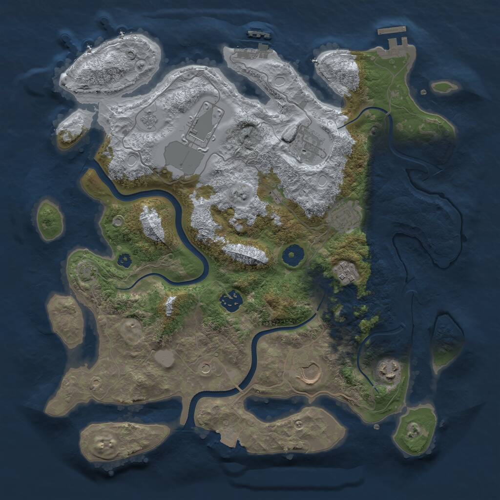 Rust Map: Procedural Map, Size: 3550, Seed: 627124, 13 Monuments