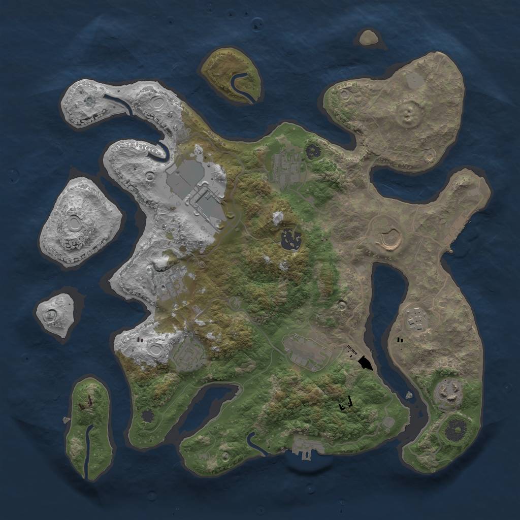 Rust Map: Procedural Map, Size: 3550, Seed: 770302, 16 Monuments