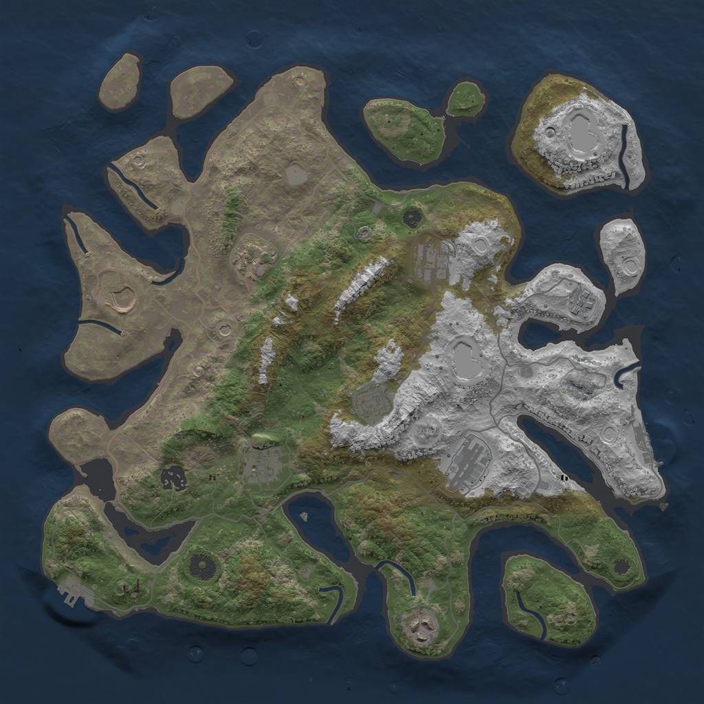 Rust Map: Procedural Map, Size: 4000, Seed: 473886, 17 Monuments