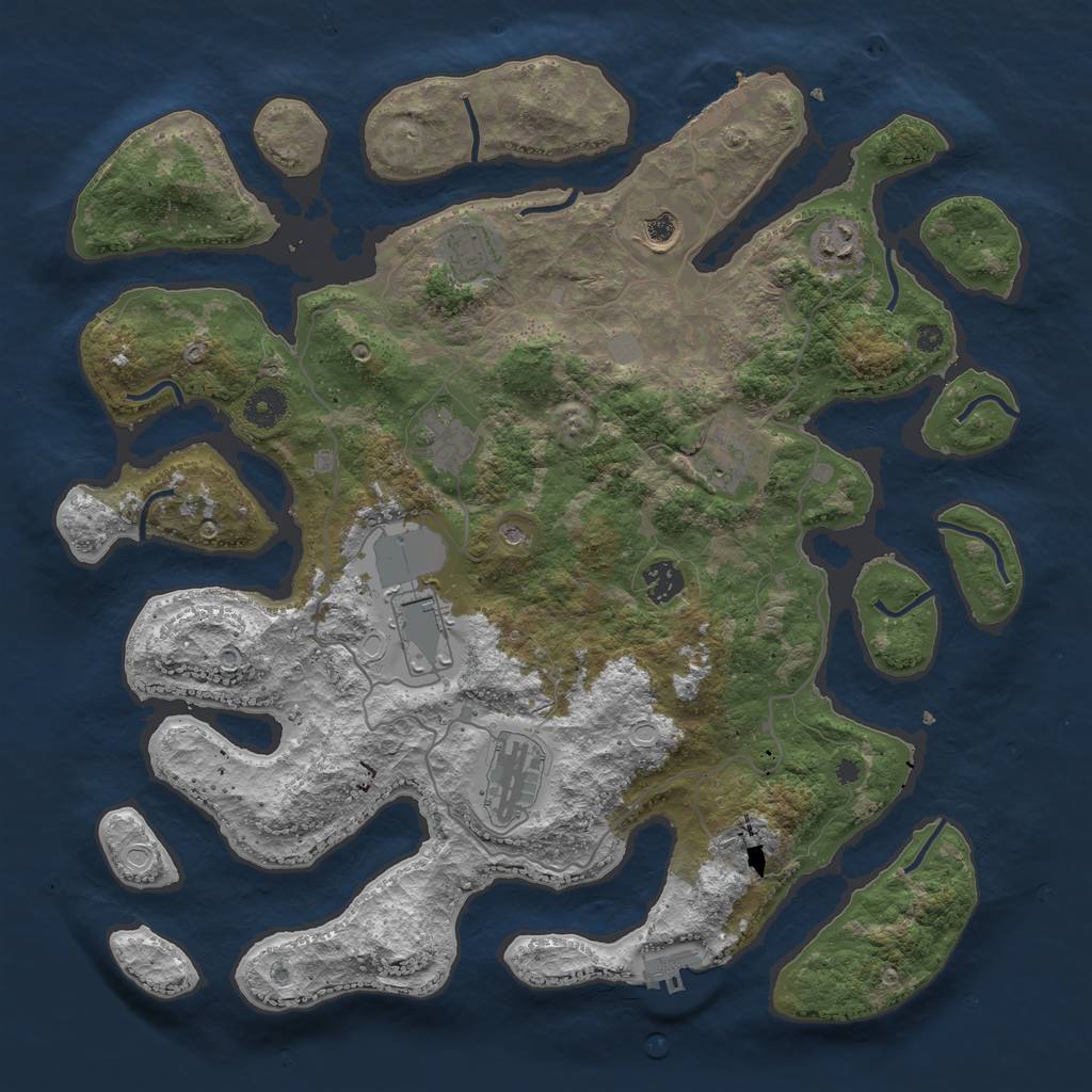 Rust Map: Procedural Map, Size: 4000, Seed: 722737, 16 Monuments