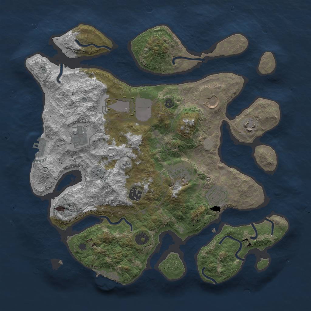 Rust Map: Procedural Map, Size: 3550, Seed: 375622, 15 Monuments