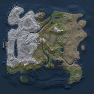 Thumbnail Rust Map: Procedural Map, Size: 3600, Seed: 77777, 16 Monuments