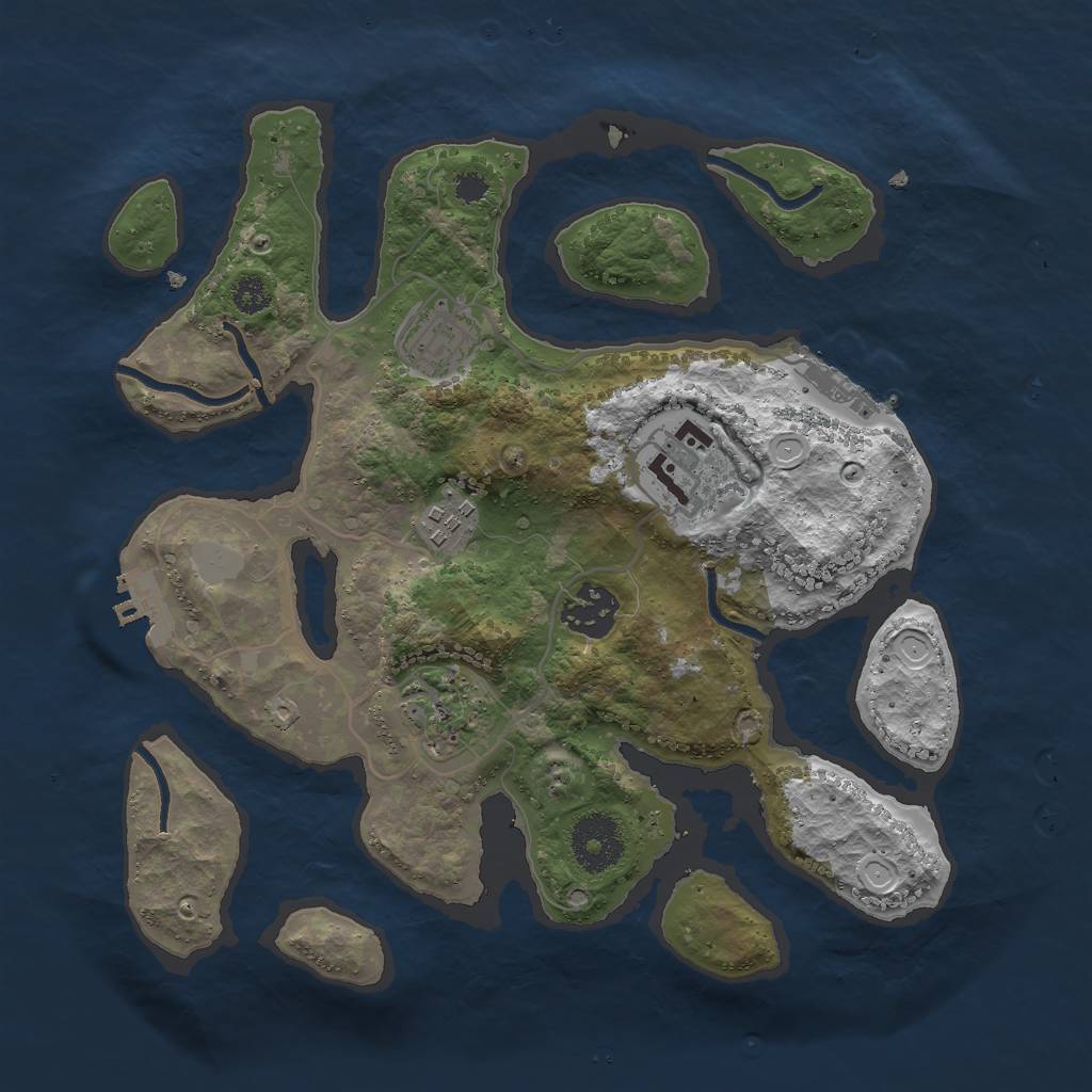 Rust Map: Procedural Map, Size: 3000, Seed: 757568035, 12 Monuments