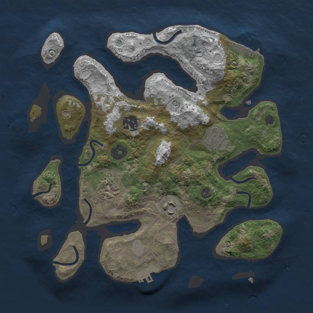 Rust Map: Procedural Map, Size: 3000, Seed: 122261176, 12 Monuments