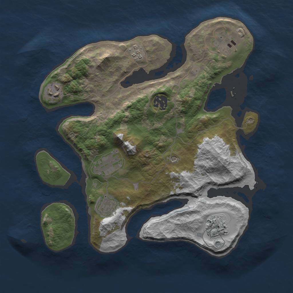 Rust Map: Barren, Size: 3000, Seed: 321311050, 10 Monuments