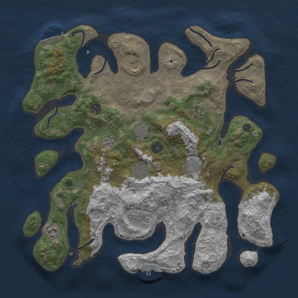 Rust Map: Procedural Map, Size: 4000, Seed: 116109, 17 Monuments