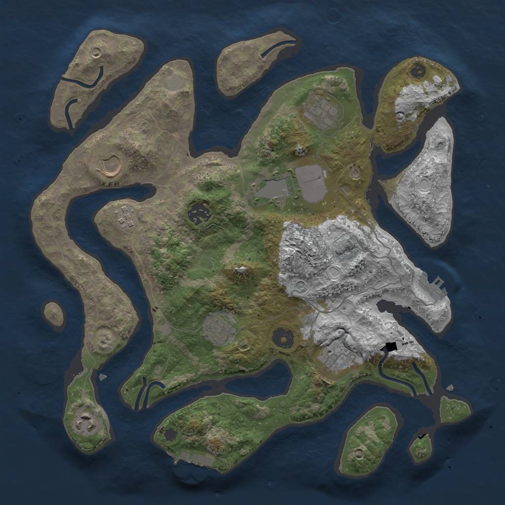 Rust Map: Procedural Map, Size: 3500, Seed: 3551152, 16 Monuments