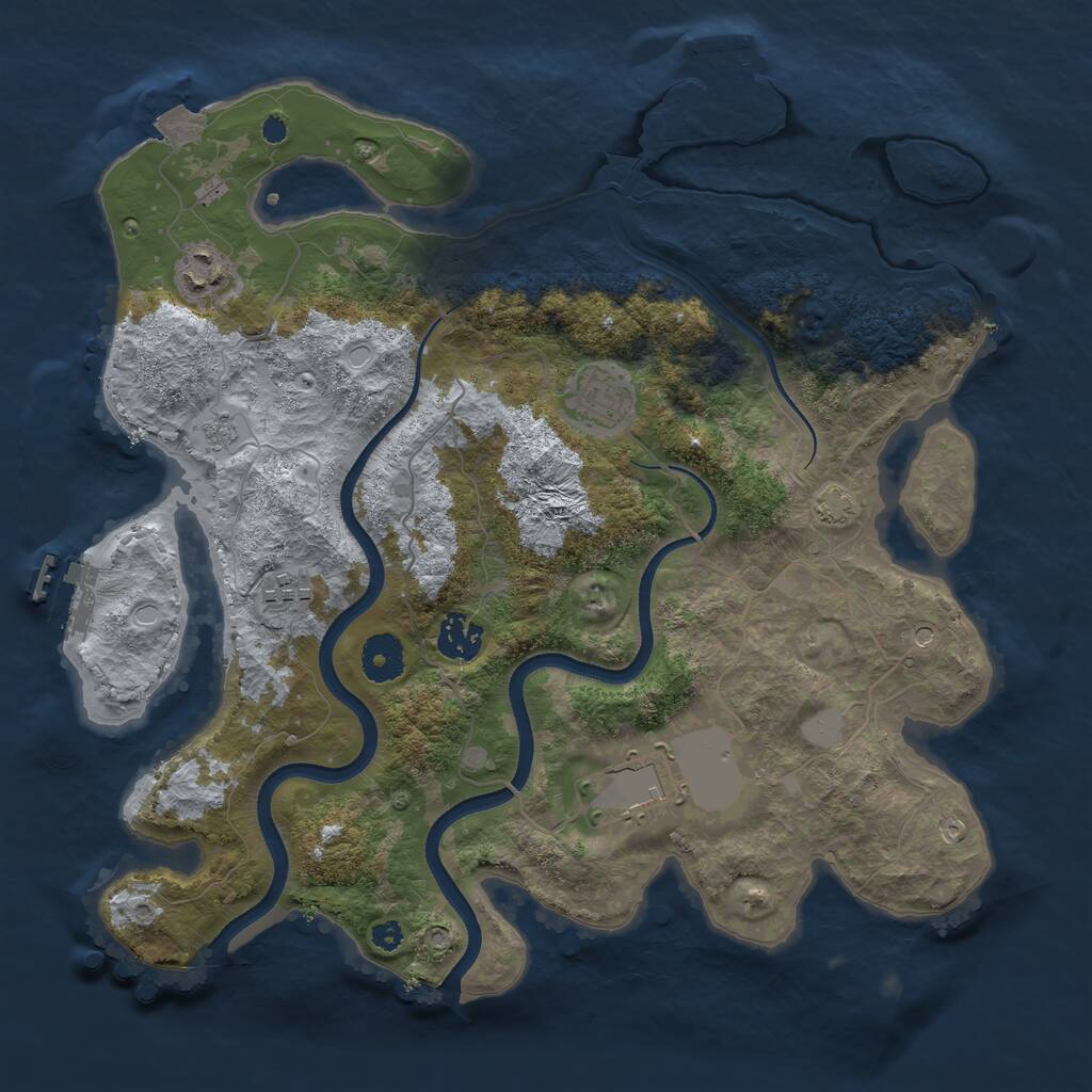 Rust Map: Procedural Map, Size: 3550, Seed: 175815, 11 Monuments