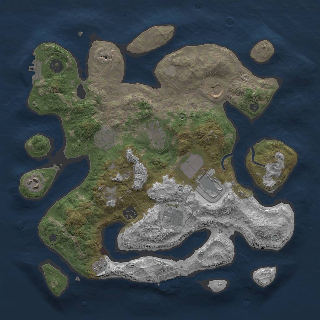Rust Map: Procedural Map, Size: 3550, Seed: 674043, 16 Monuments