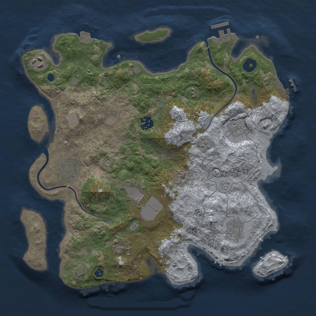 Rust Map: Procedural Map, Size: 3550, Seed: 908731, 14 Monuments