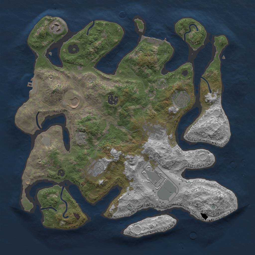 Rust Map: Procedural Map, Size: 3550, Seed: 397129, 16 Monuments