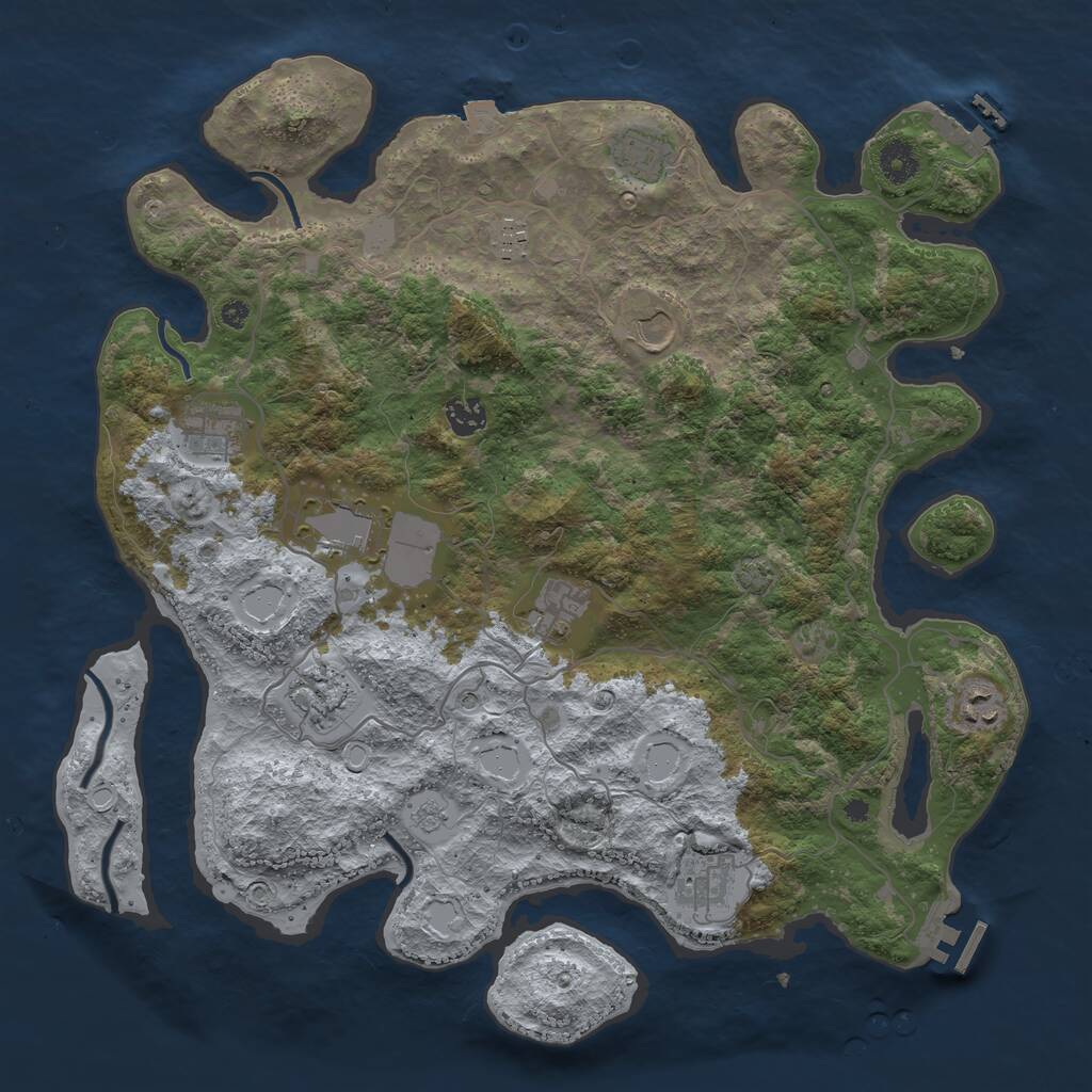 Rust Map: Procedural Map, Size: 4000, Seed: 861411, 16 Monuments