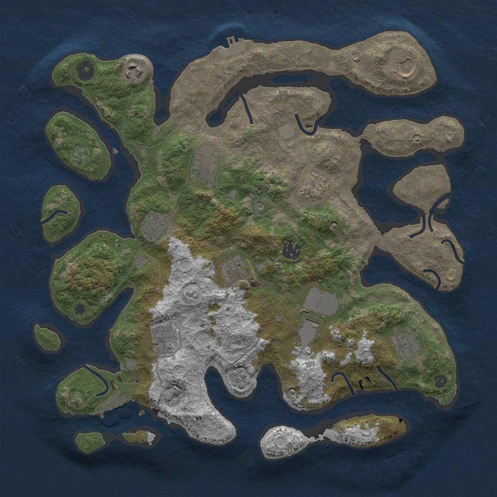 Rust Map: Procedural Map, Size: 3950, Seed: 4740545, 19 Monuments