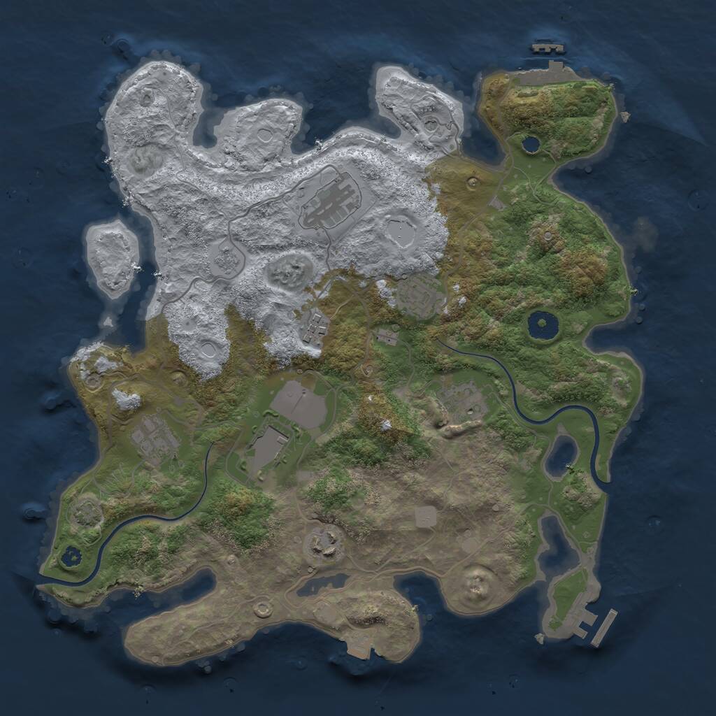 Rust Map: Procedural Map, Size: 3550, Seed: 354701, 13 Monuments