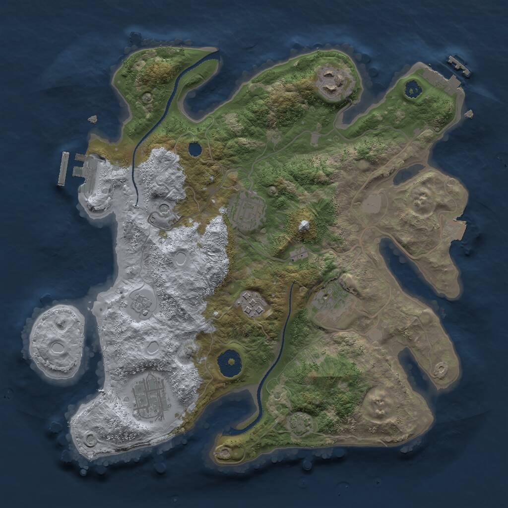 Rust Map: Procedural Map, Size: 3000, Seed: 366263, 11 Monuments