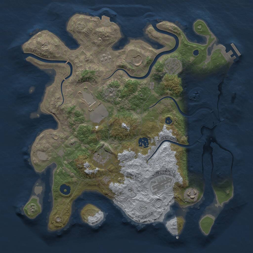 Rust Map: Procedural Map, Size: 3550, Seed: 858968, 13 Monuments