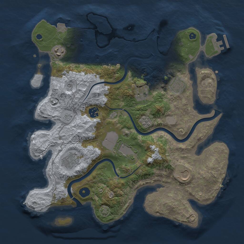 Rust Map: Procedural Map, Size: 3550, Seed: 693187, 13 Monuments