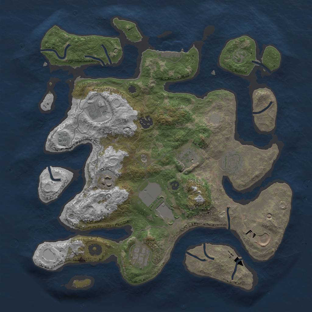 Rust Map: Procedural Map, Size: 3550, Seed: 693187, 16 Monuments