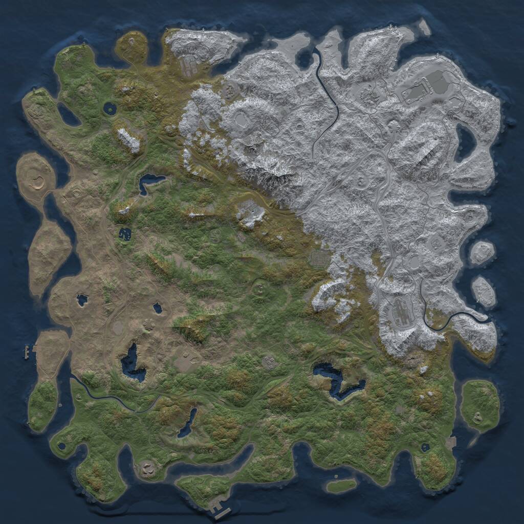 Rust Map: Procedural Map, Size: 6000, Seed: 85249469, 17 Monuments