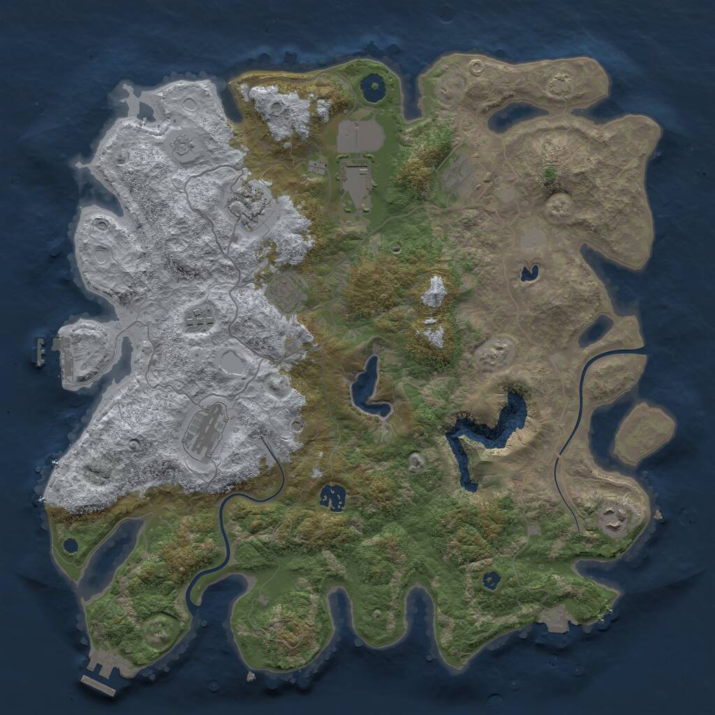 Rust Map: Procedural Map, Size: 4000, Seed: 669532, 14 Monuments