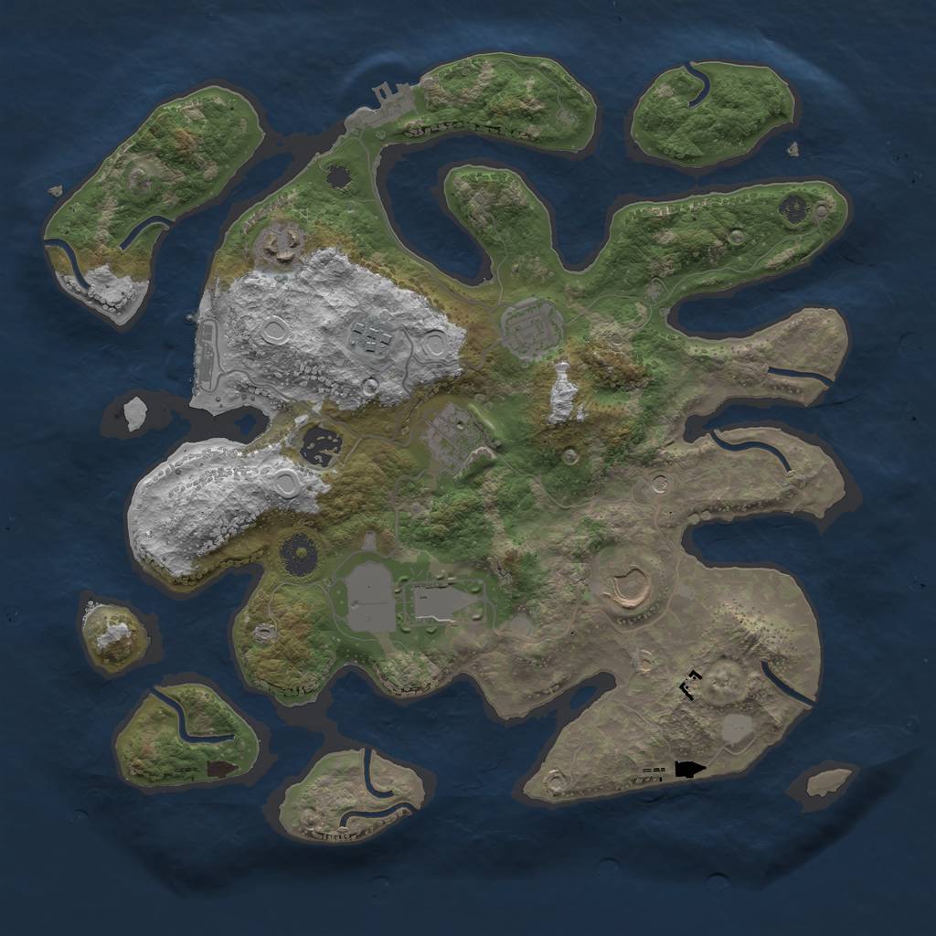 Rust Map: Procedural Map, Size: 3550, Seed: 518115, 15 Monuments