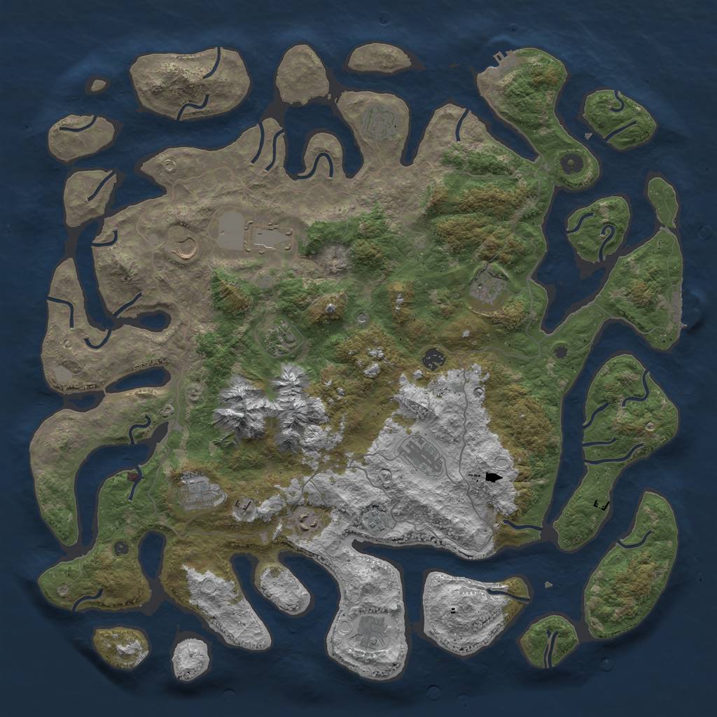 Rust Map: Procedural Map, Size: 5000, Seed: 658016252, 19 Monuments