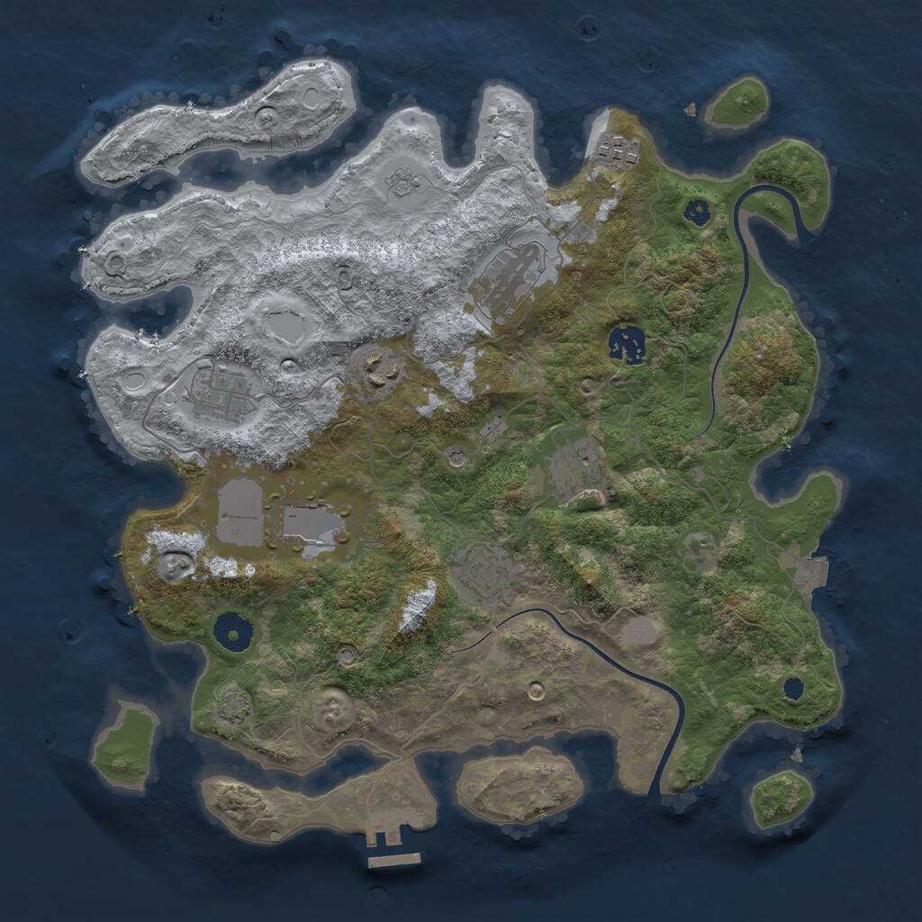 Rust Map: Procedural Map, Size: 3550, Seed: 107610, 13 Monuments
