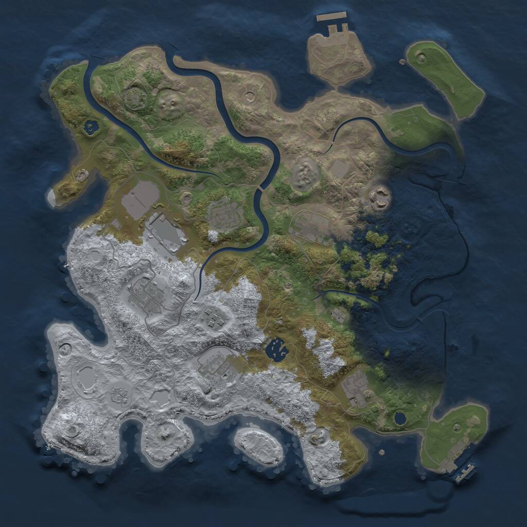 Rust Map: Procedural Map, Size: 3550, Seed: 556630, 15 Monuments