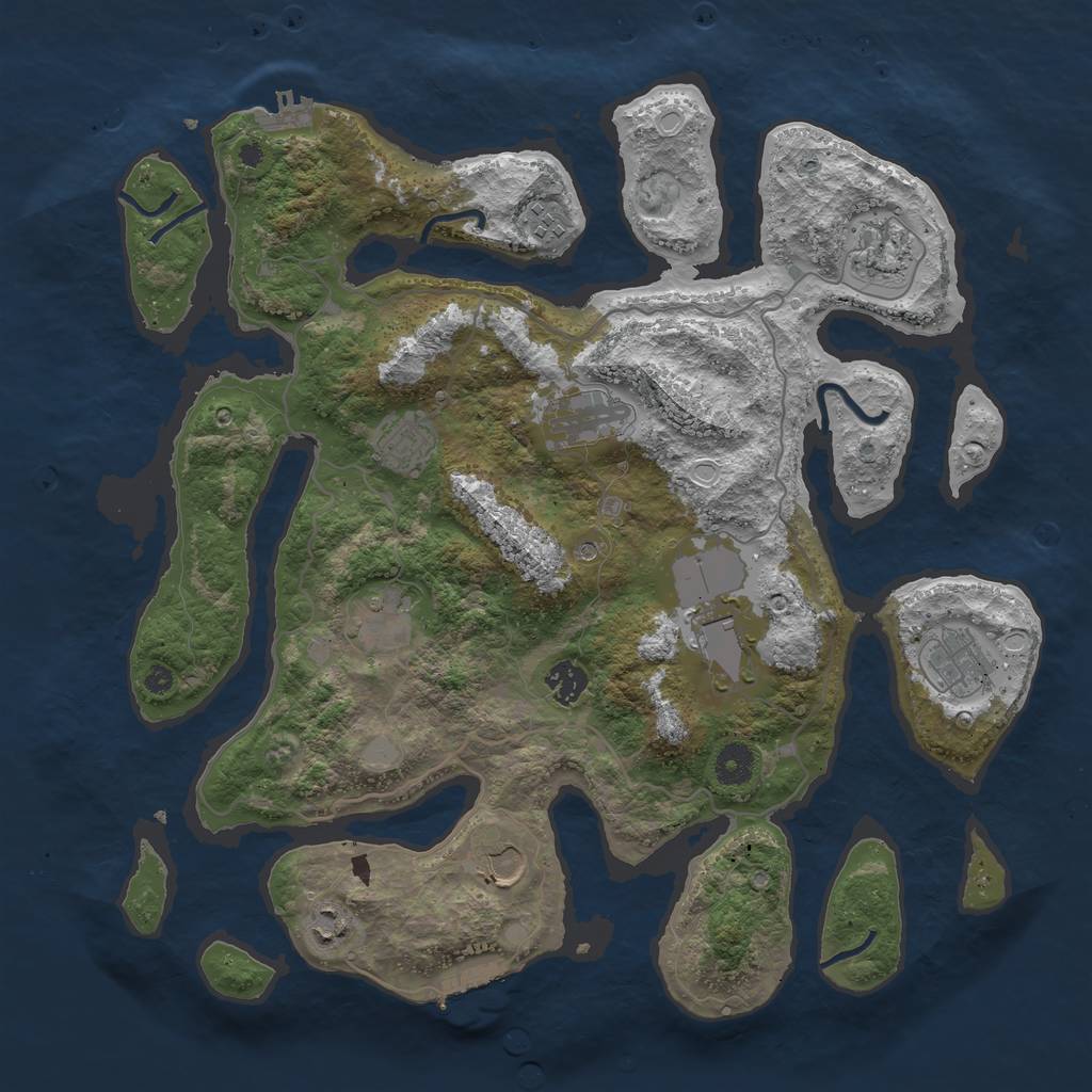 Rust Map: Procedural Map, Size: 4000, Seed: 700471, 18 Monuments