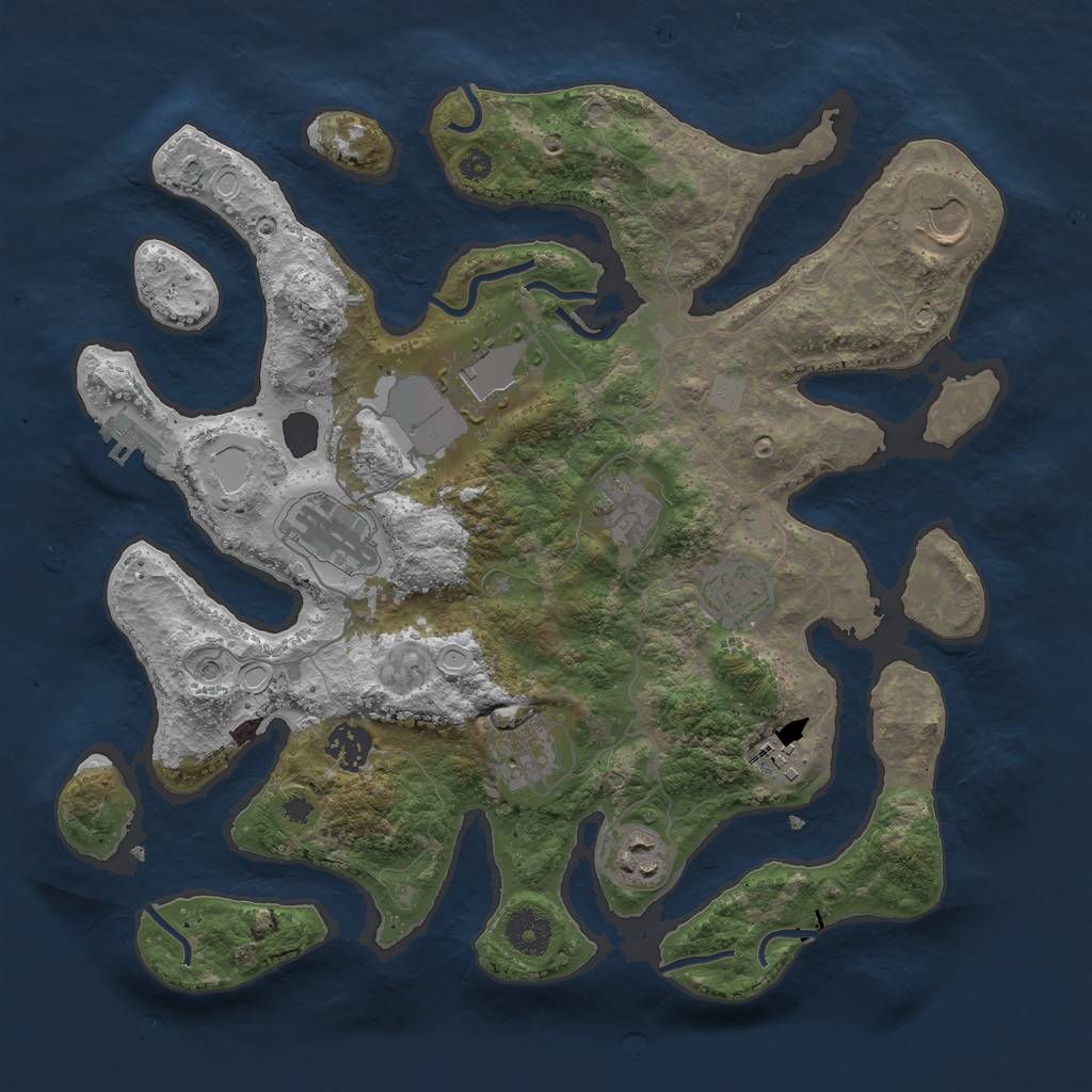 Rust Map: Procedural Map, Size: 3550, Seed: 229739, 16 Monuments